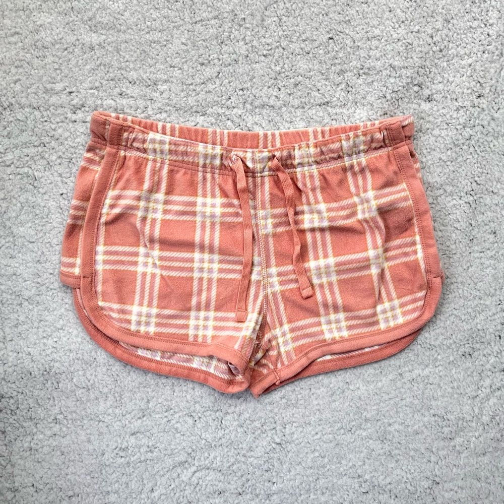 Women's Aeropostale Pink Plaid Fleece Lounge Shorts Size M